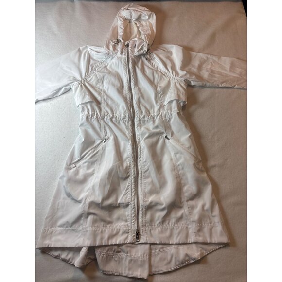 Athleta Womens White Hooded Rain Jacket XXS - Picture 2 of 11